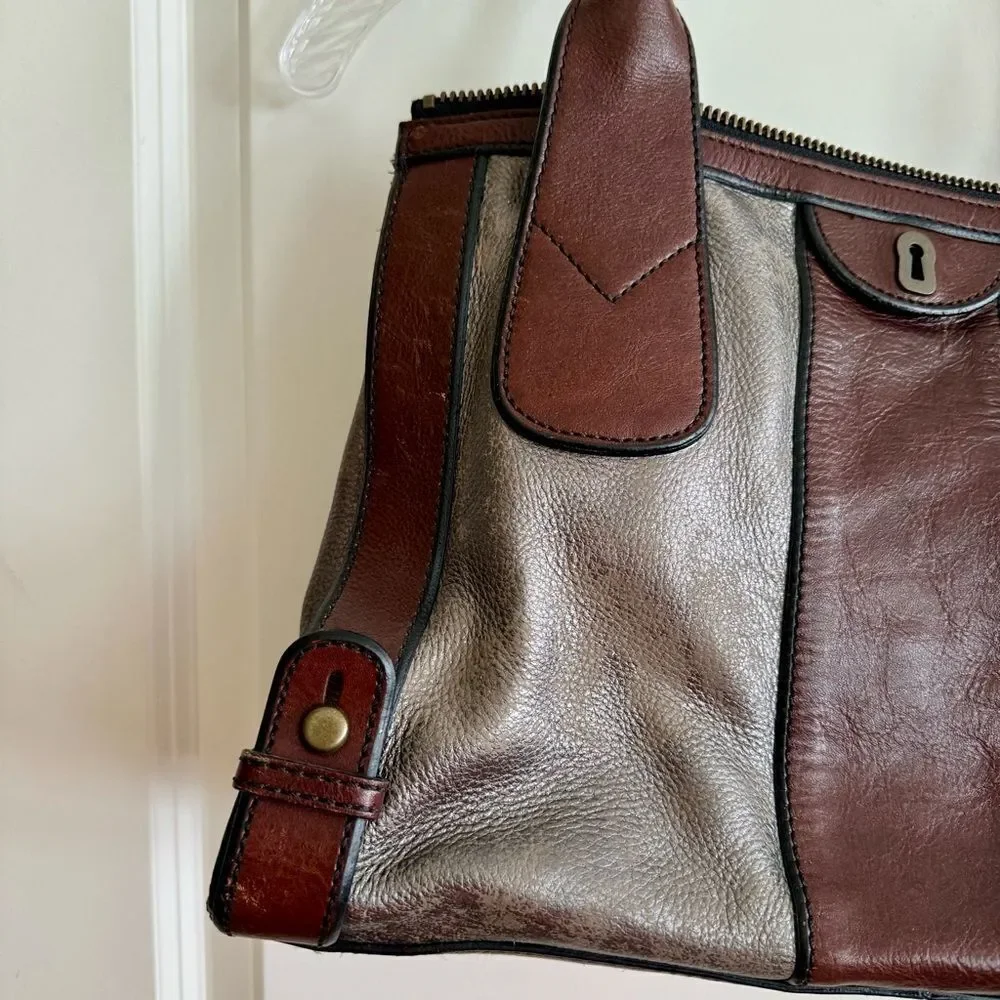 Fossil Brown and Silver Satchel